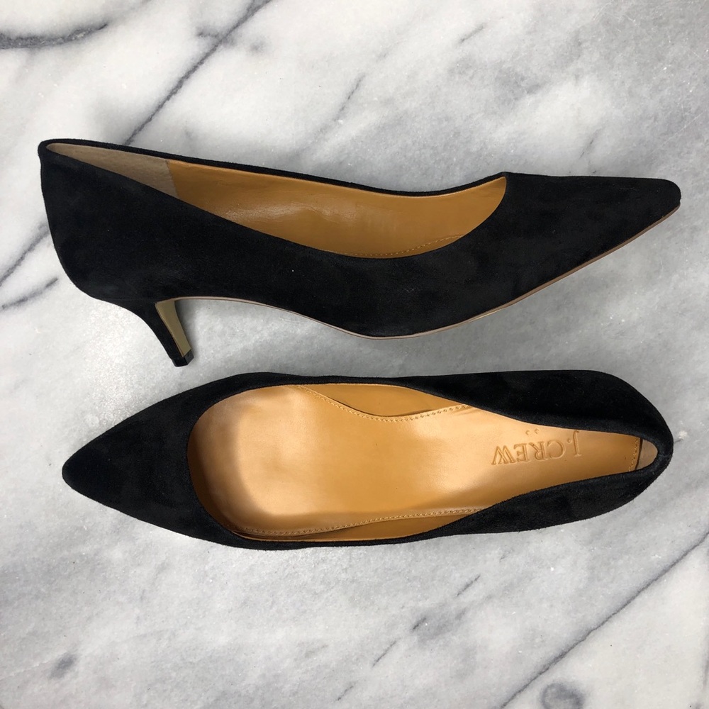 J. CREW Esme Suede Kitten Heel Pointed Toe Black 9
